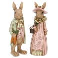 Figurki wielkanocne para zająców 30cm eleganckie zestaw vintage
