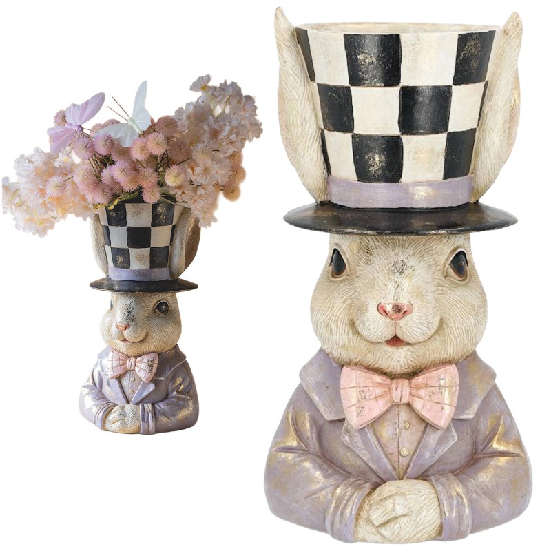 Figurka zając wazon w kapeluszu 34cm Alicja w Krainie Czarów