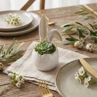 Doniczka zając ceramiczna biała 16cm osłonka jajko wielkanoc