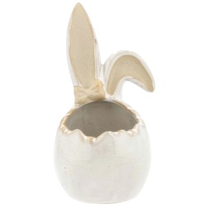 Doniczka zając ceramiczna biała 16cm osłonka jajko wielkanoc