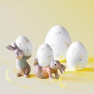 Figurki wielkanocne zające z jajkami 12cm zestaw 2szt kolorowe