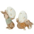 Figurki wielkanocne zające z jajkami 12cm zestaw 2szt kolorowe