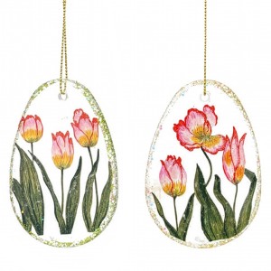 Szklane Jajka Wielkanocne z Piórkami 2 szt. | Skandi.pl