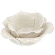 Świecznik ceramiczny biały kwiat 9cm róża glamour tealight