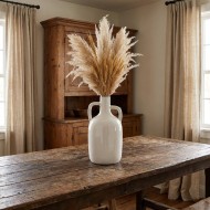 Wazon ceramiczny butelka biała 30cm z uszami połysk