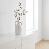 Wazon ceramiczny butelka biała 30cm z uszami połysk