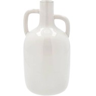 Wazon ceramiczny butelka biała 30cm z uszami połysk