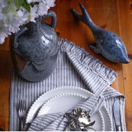 Wazon ceramiczny butelka morski 30cm z uszami połysk vintage