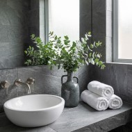 Wazon ceramiczny butelka morski 30cm z uszami połysk vintage