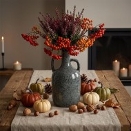 Wazon ceramiczny butelka morski 30cm z uszami połysk vintage