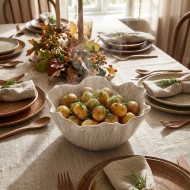 Miska ceramiczna biała 23cm falowana strukturalna na owoce