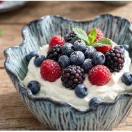 Miska ceramiczna morska navy 23cm falowana strukturalna owoce