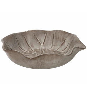 Misa ceramiczna gliniana 30cm szara liść poidełko do ogrodu