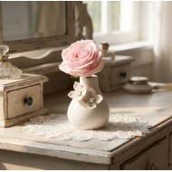 Wazonik ceramiczny biały 9cm dwa kwiaty 3D glamour