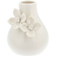 Wazonik ceramiczny biały 9cm dwa kwiaty 3D glamour