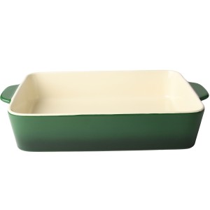 Naczynie do zapiekania duże 33,5cm zielone kamionka lasagne