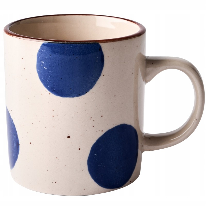 Kubek Ceramiczny w Kropki 300ml Beżowy z Uchwytem | skandi.pl