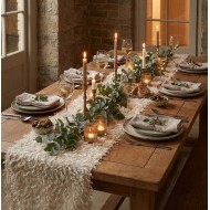 Bieżnik na Stół 200cm Beżowy Boho Glamour Długi | skandi.pl