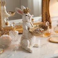 Figurka Zając Wielkanocny z Tacką 22cm Królik | skandi.pl