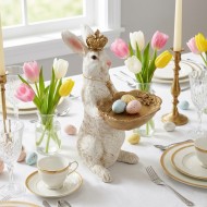 Figurka Zając Wielkanocny z Tacką 22cm Królik | skandi.pl