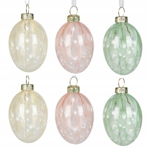 Szklane Jajka Wielkanocne 6 szt. Zawieszki Bombki | skandi.pl
