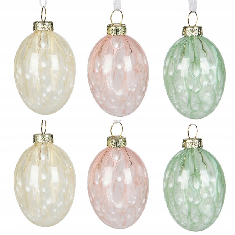 Szklane Jajka Wielkanocne 6 szt. Zawieszki Bombki | skandi.pl
