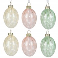 Szklane Jajka Wielkanocne 6 szt. Zawieszki Bombki | skandi.pl