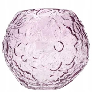 Wazon Szklany Kula Różowy 18cm Boho Okrągły | skandi.pl