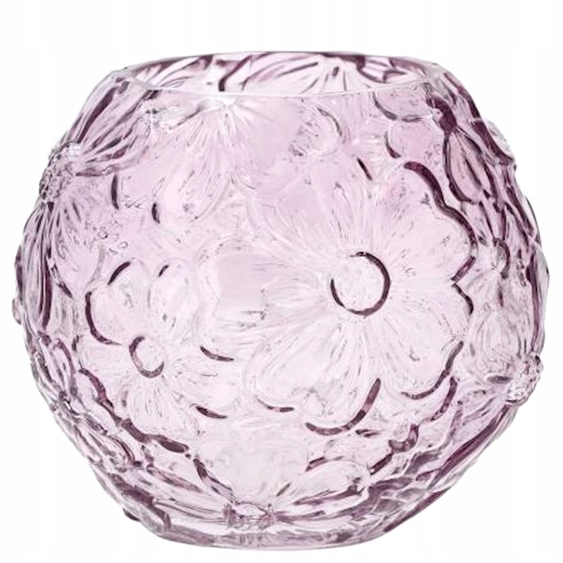 Wazon Szklany Kula Różowy 18cm Boho Okrągły | skandi.pl