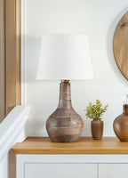 LAMPA STOŁOWA BOHO DREWNIANA 34CM