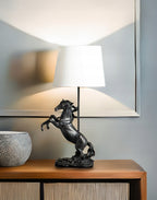 LAMPA STOŁOWA BIURKOWA NOCNA KOŃ E27 50cm Z KONIEM CZARNA OZDOBA DO DOMU