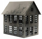 LAMPION DOMEK METALOWY SREBRNY 35X30CM