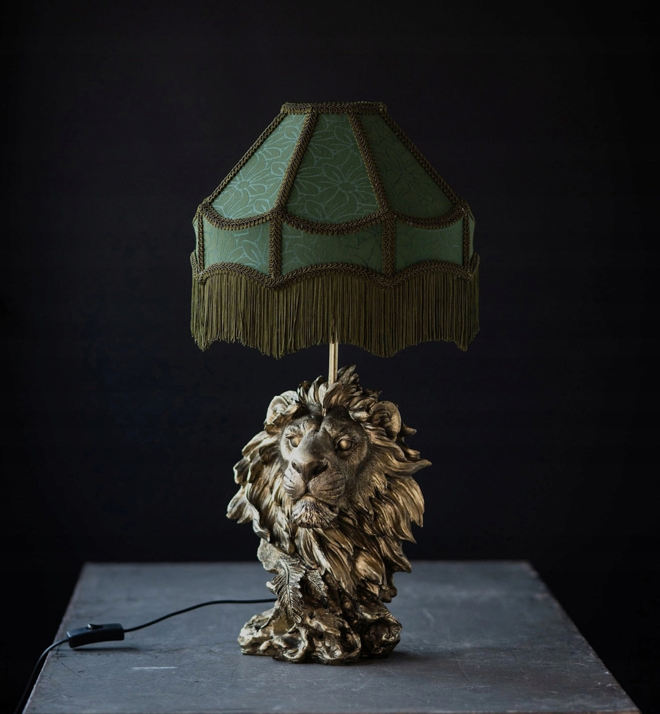 LAMPA STOŁOWA BIURKOWA NOCNA LEW ZŁOTA 47cm E27 DO SALONU DOMU GLAMOUR