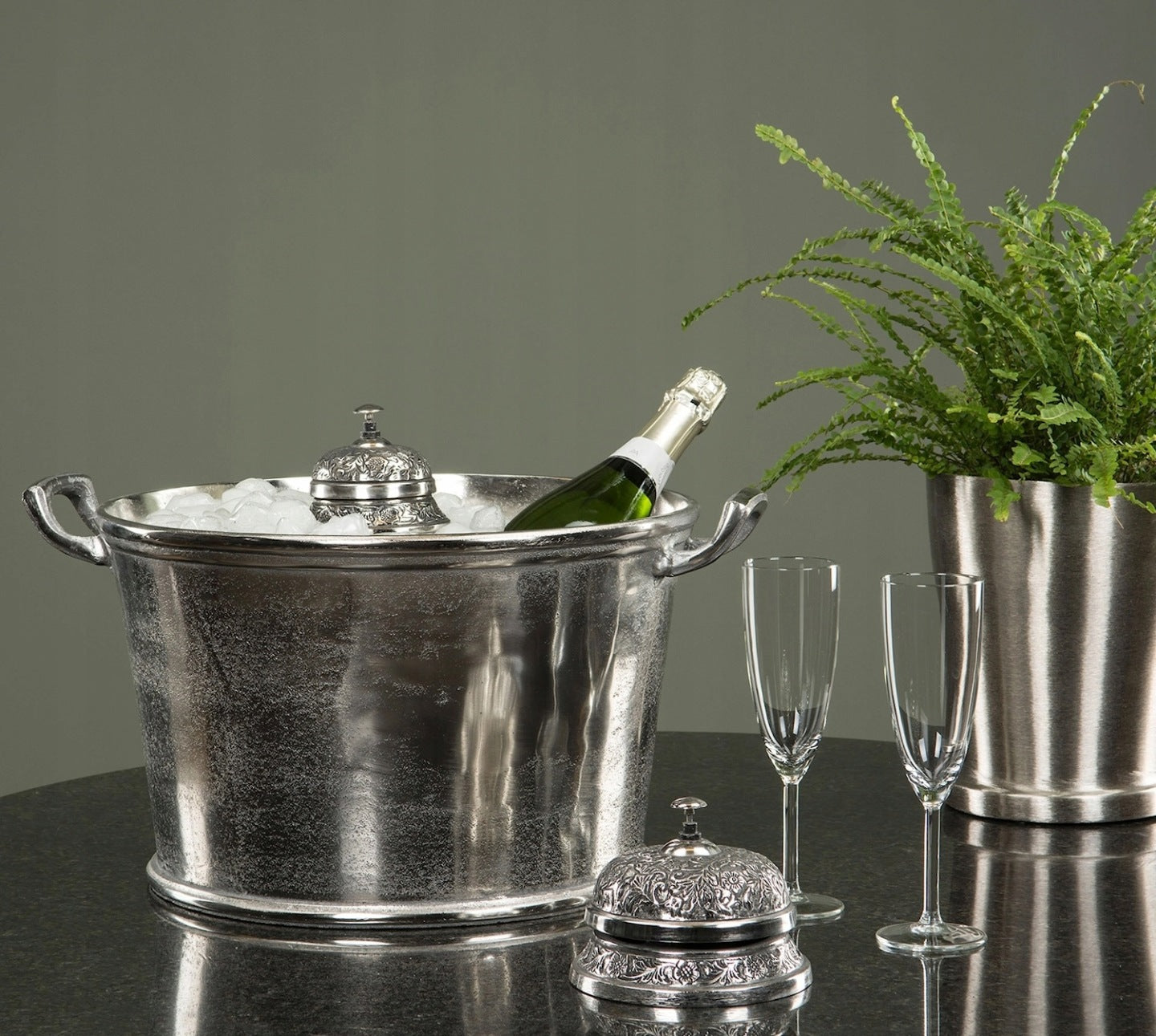 DZWONEK HOTELOWY RECEPCYJNY BARMAŃSKI GŁOŚNY SREBRNY METALOWY RETRO