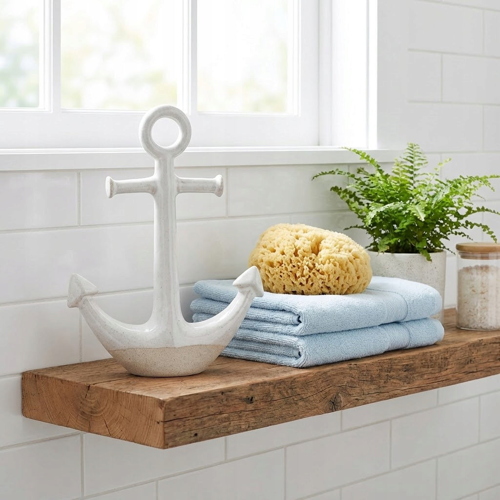 FIGURKA KOTWICA LATARNIA MORSKA MARYNISTYKA CERAMICZNA DEKORACYJNA OZDOBA