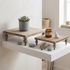 TACA KUCHENNA NA NÓŻKACH PODSTAWKA POD ŚWIECZKĘ DONICZKĘ BOHO LOFT 2szt