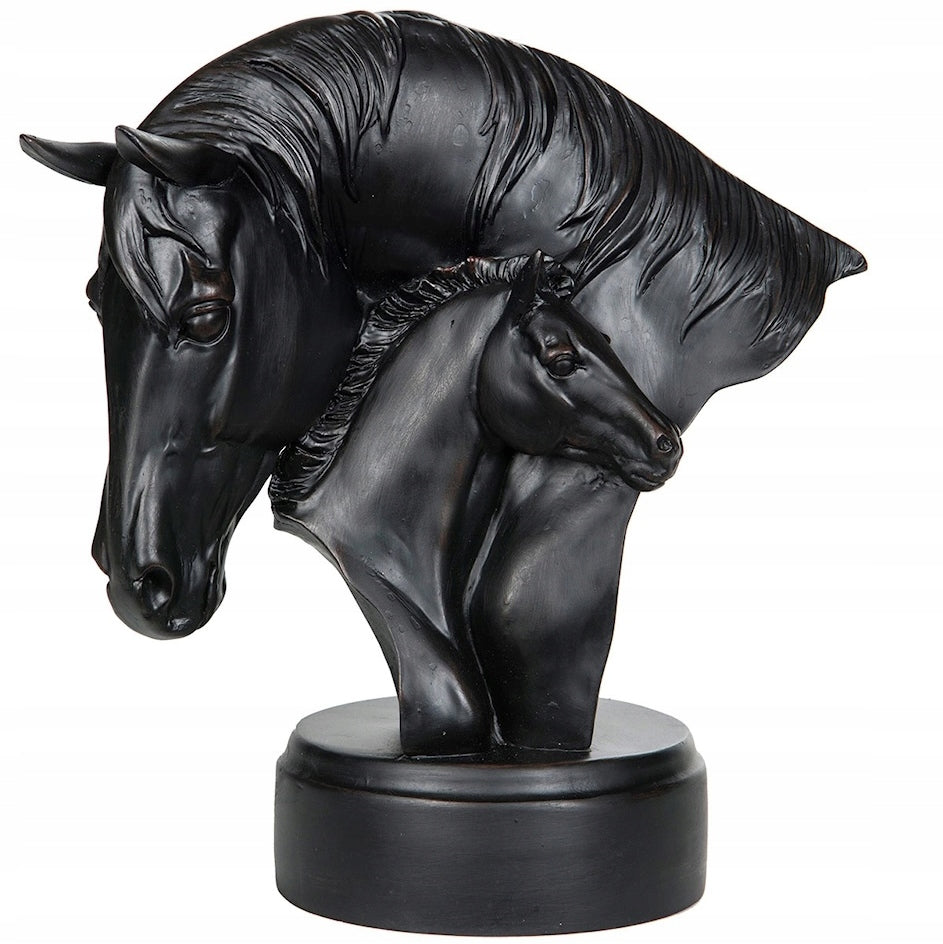 KOŃ FIGURKA KONIE Z KONIEM CZARNA DEKORACYJNA DO DOMU SALONU DEKORACJA