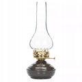 ŚWIECZNIK TEALIGHT LOFT BRĄZOWY IMITACJA LAMPY NAFTOWEJ METAL SZKŁO 27CM