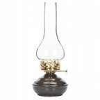 ŚWIECZNIK TEALIGHT LOFT BRĄZOWY IMITACJA LAMPY NAFTOWEJ METAL SZKŁO 27CM
