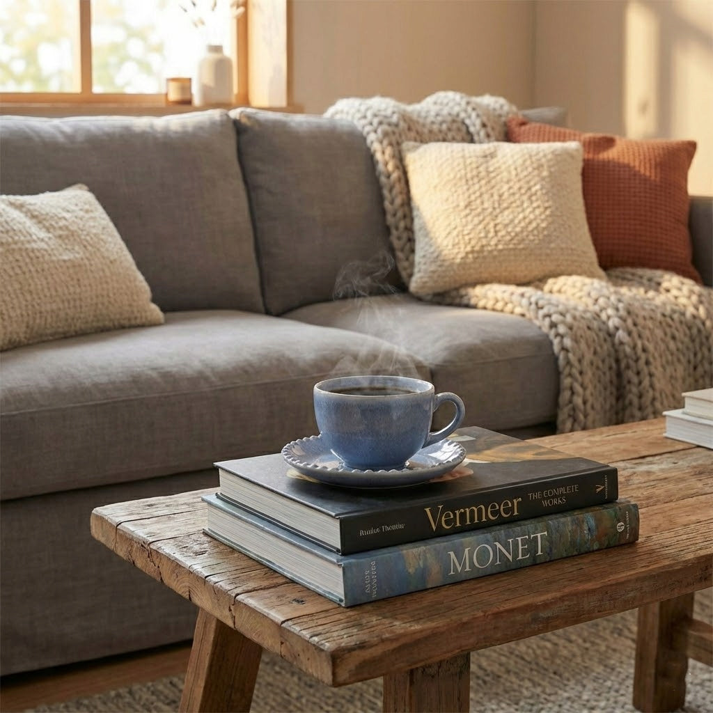 FILIŻANKA ZE SPODKIEM DO KAWY HERBATY 200ml CERAMICZNA BŁĘKITNA KUBEK