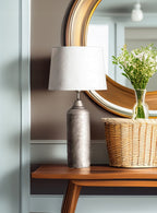 LAMPA STOŁOWA LOFT SREBRNA 53CM