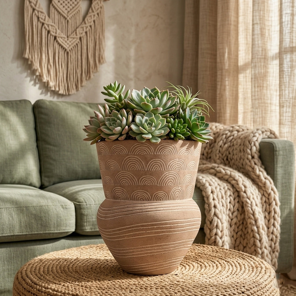 DONICZKA BETONOWA XL DUŻA WYSOKA BOHO LOFT NA BALKON TARAS OSŁONKA 32cm