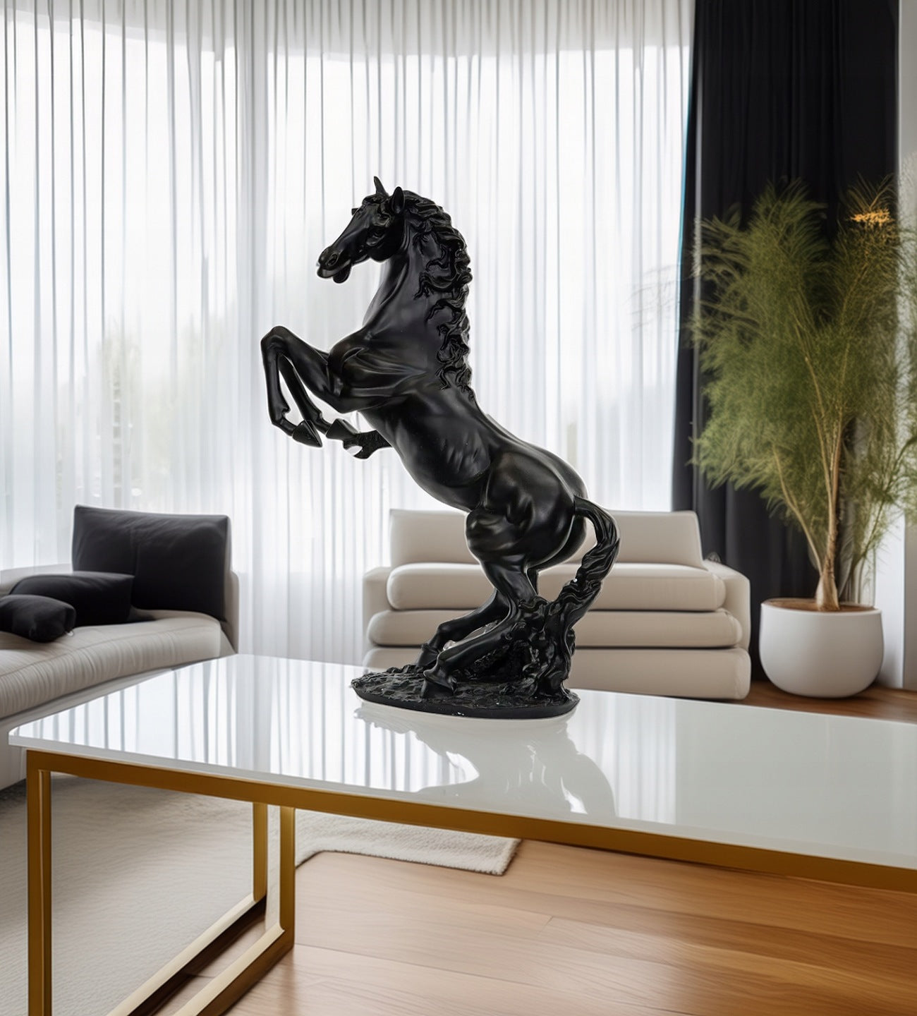 FIGURKA KOŃ CZARNA DUŻA 56CM