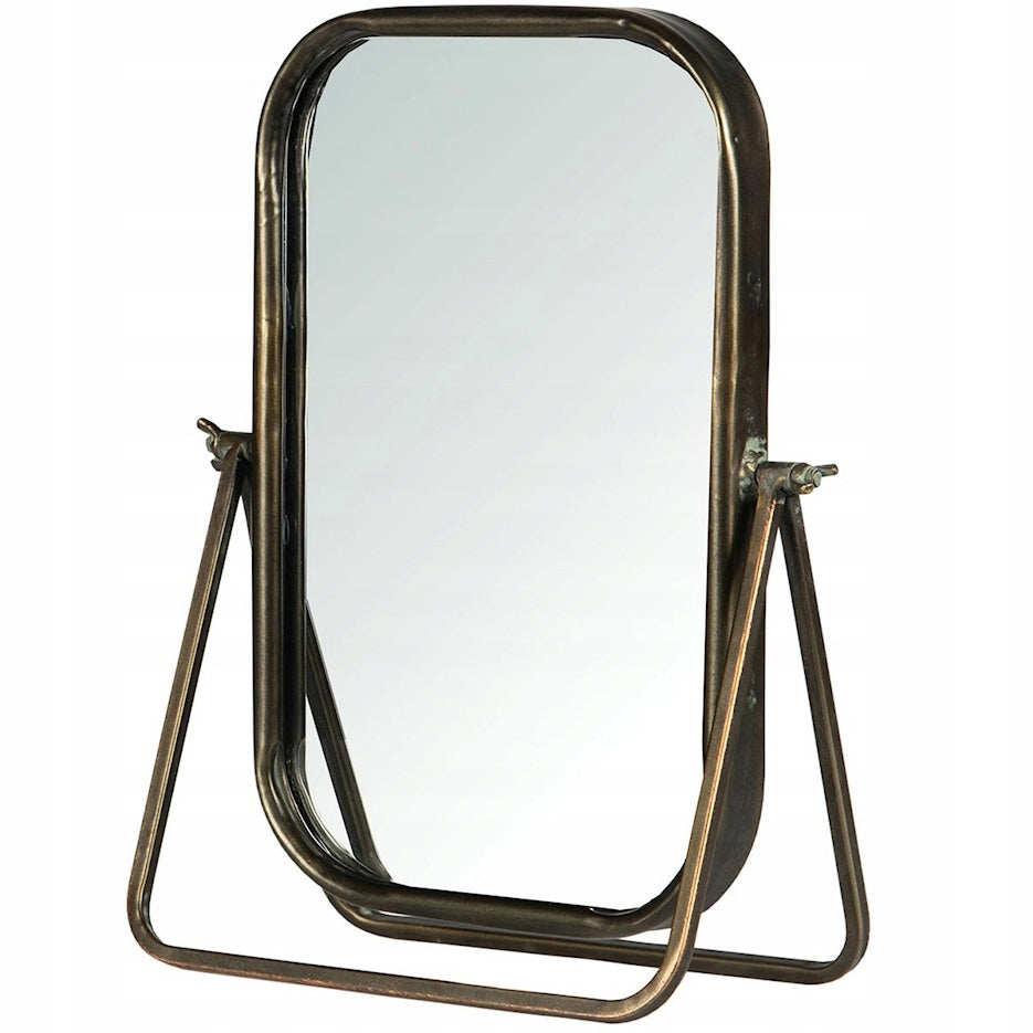 LUSTRO STOJĄCE NA TOALETKĘ DO MAKIJAŻU ZŁOTE RETRO UCHYLNE LUSTERKO 40cm