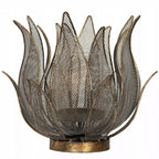 LAMPION KWIAT ZŁOTY METALOWY