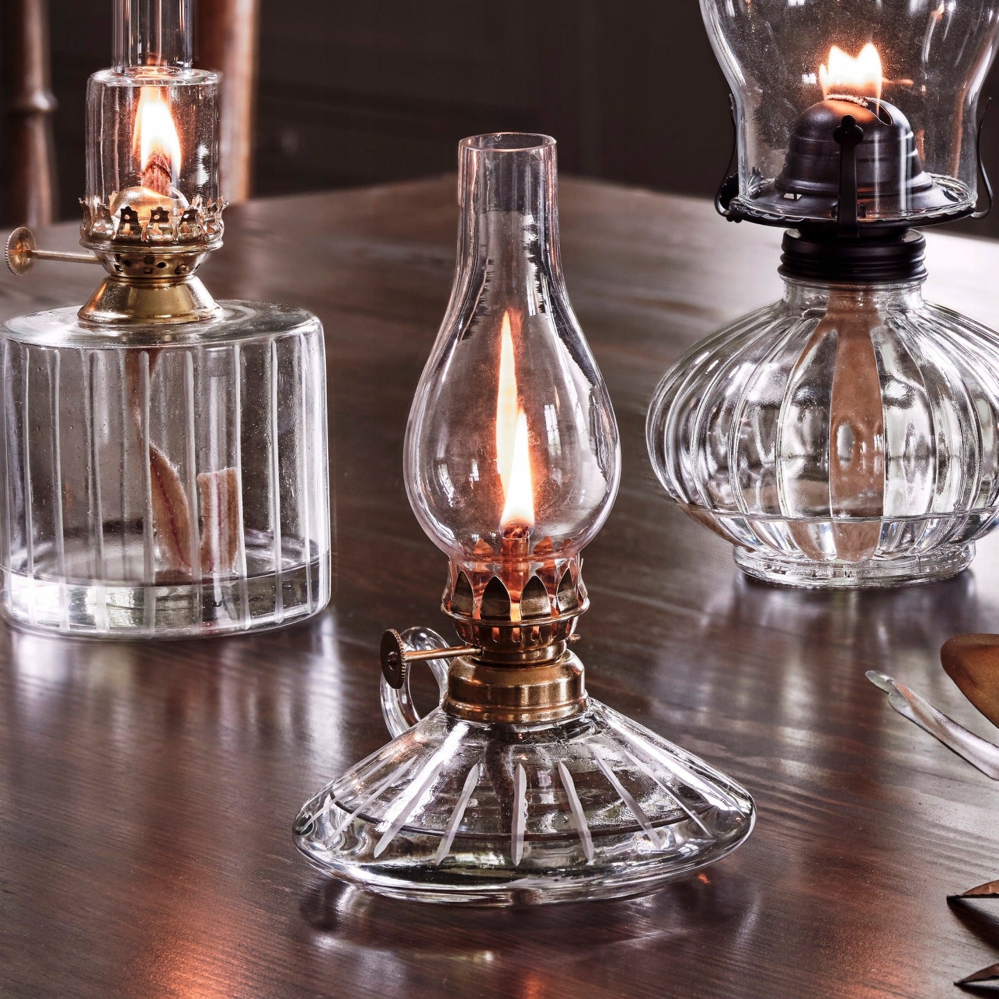 LAMPA NAFTOWA SZKLANA PRZEZROCZYSTA 18CM