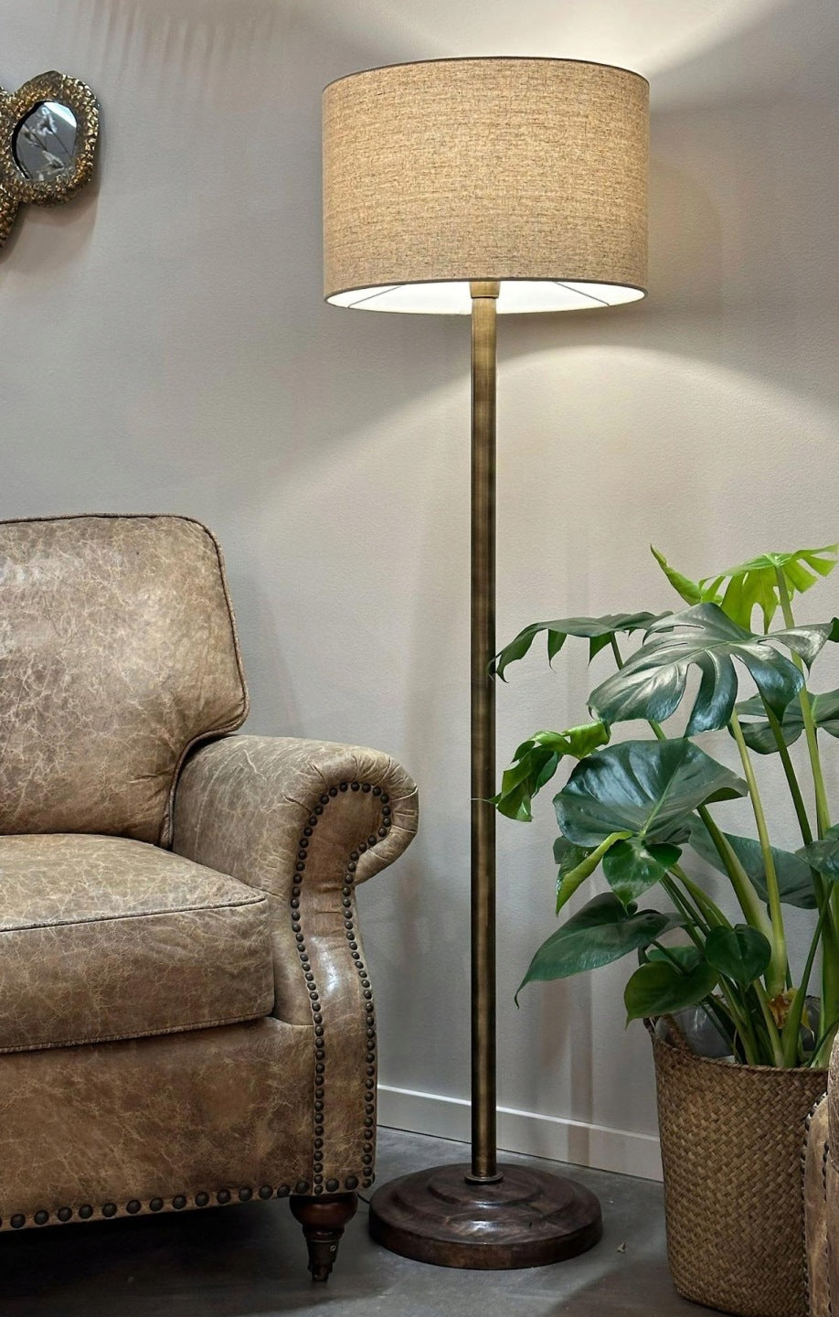 LAMPA PODŁOGOWA BOHO drewno mango 120cm