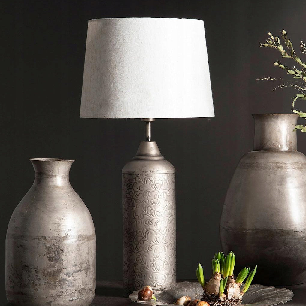 LAMPA STOŁOWA LOFT SREBRNA 53CM