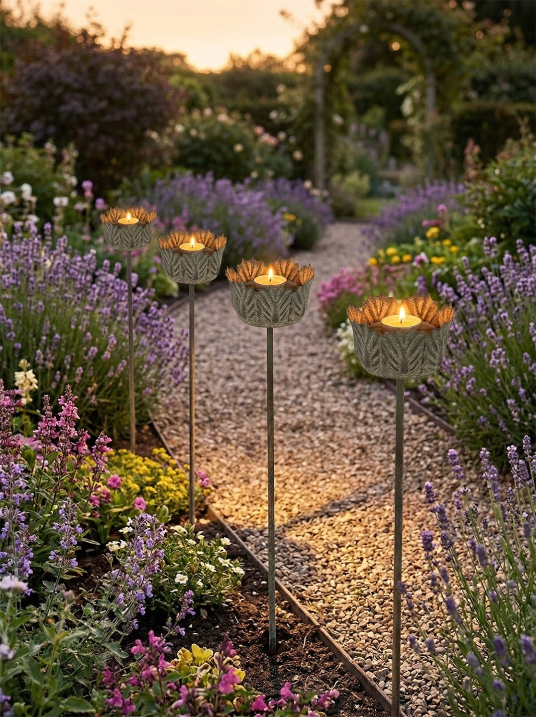 LAMPION DO WBICIA OGRODOWY METALOWY LOFT ZIELONY ŚWIECZNIK TEALIGHT 100cm