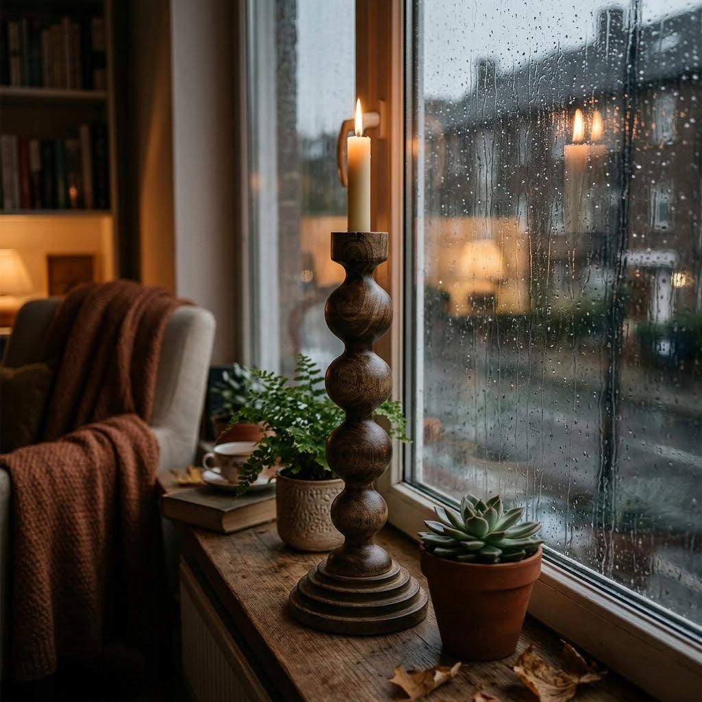 ŚWIECZNIK KANDELABR 35cm WYSOKI BOHO RETRO DO DOMU SALONU DEKORACJA OZDOBA